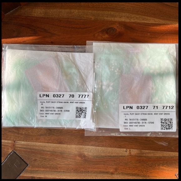 Savage X Fenty Mint Hint Green Puff Daisy Bustier Set with String Bikini Panty - Picture 11 of 15